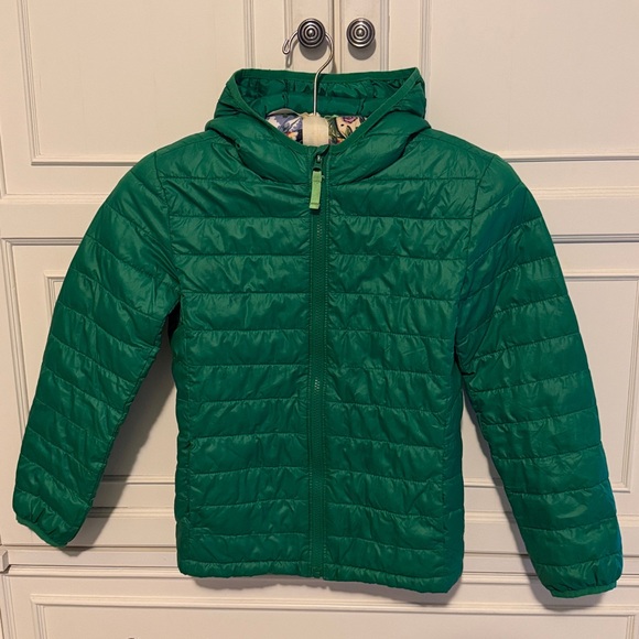 Primary Green Bean Lightweight Hooded Puffer Jacket